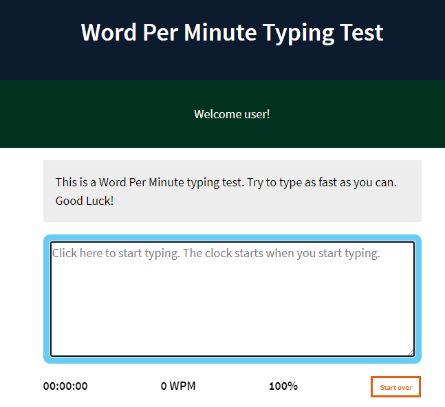 Word Per Minute Typing Test in JavaScript Free Source Code SourceCodester
